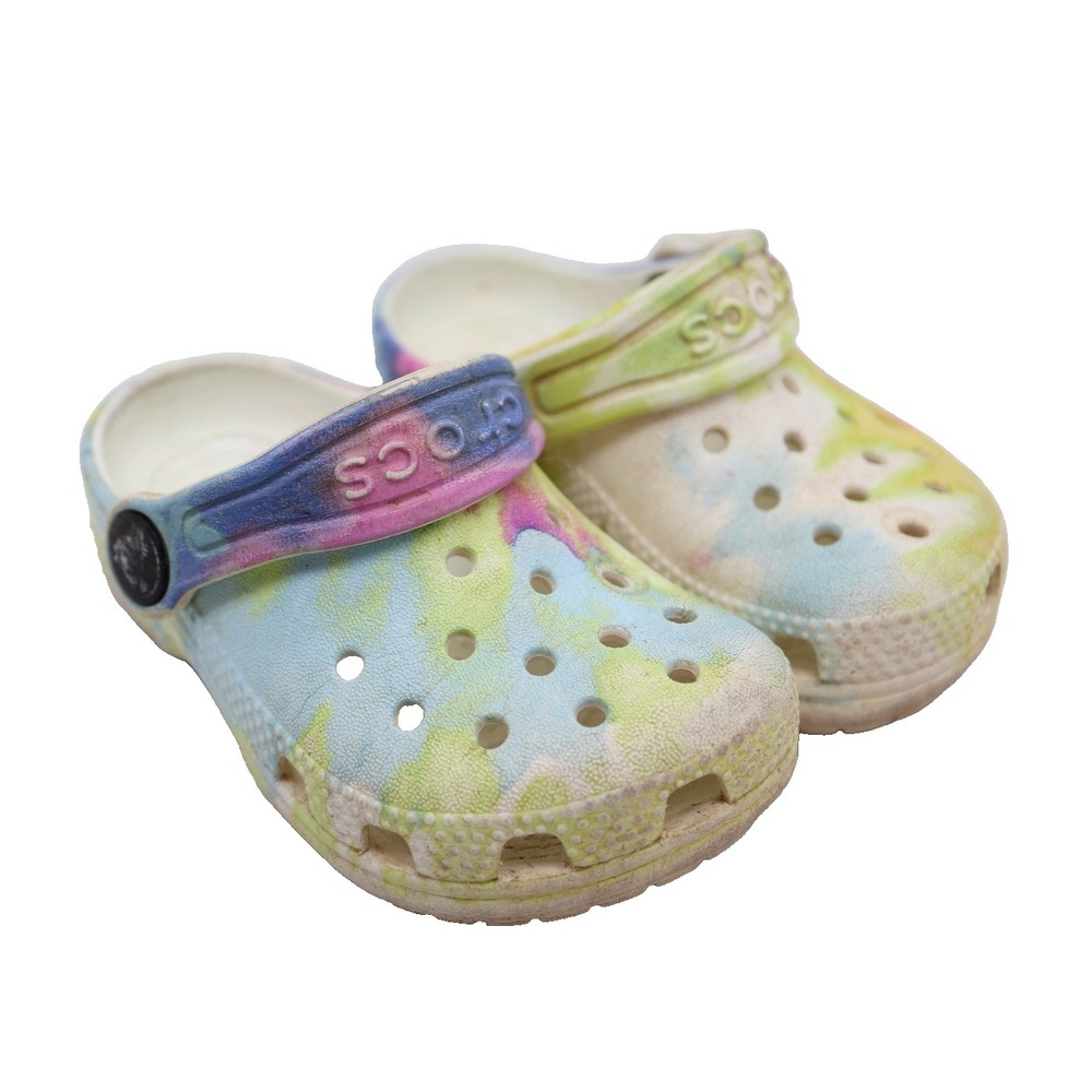 Crocs Classic Tie-Dye Graphic Clog | Toddler Size C5 | Multi Rainbow | 206994